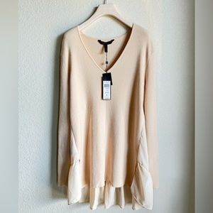 BCBGMAXAZRIA Women's Cream Shona Knit V-Neck Sweater